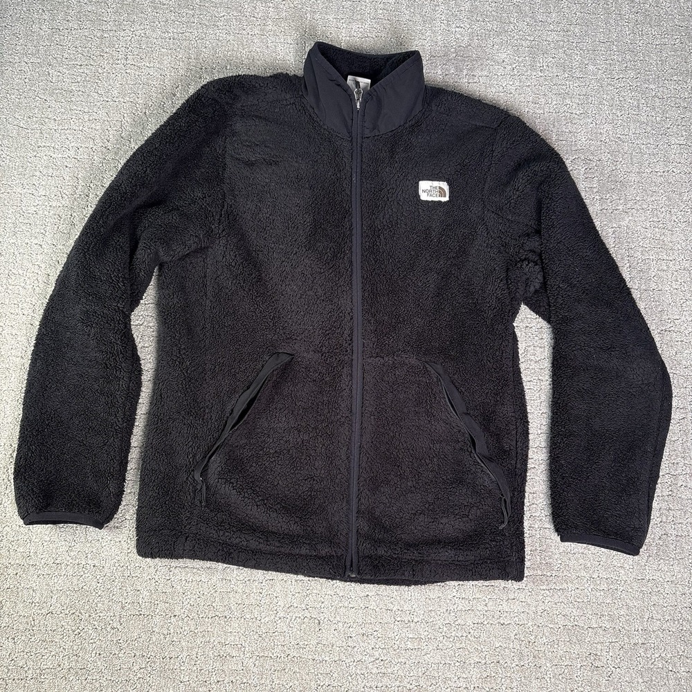 The North Face Jacket Campshire Mens M Black Full Zip High Pile Sherpa Fleece